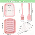 2 Pcs Silicone Sausage Mold with a Set of Silicone Brush Spatula and 25x Pastry Bags, Non-Stick Hot Dog Bun Pan, DIY Handmade Ham Sausage, Hot Dogs Baking Mold for Children's Food with Lid (Pink*2)