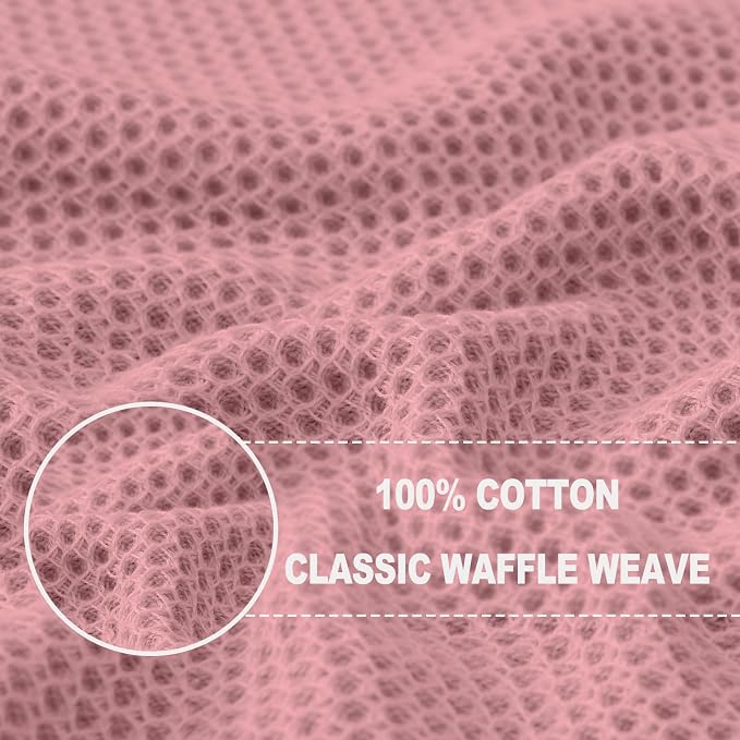 Homaxy 100% Cotton Waffle Weave Kitchen Dish Towels 12-Pack, Dried Rose | 13 x 28 Inches, Ultra Soft Absorbent Dish Towels, Quick Drying Cleaning Towels