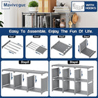 Mavivegue Book Shelf, 9 Cube Storage Organizer, DIY Bookcase, Metal Cube Bookshelf, Tall Book case for Bedroom, Living Room, Office, Closet Storage Organizer, Grey Cubicle Storage Rack