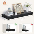 Heimlove 24 x 12 Inch Deep Floating Shelves Wall Mounted with Invisible Brackets,Storage Hanging Shelf for Wall Decor in Bathroom, Bedroom, Toilet, Kitchen, Living Room, Office Set of 1 (Black)