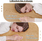 EMME Muslin and Fleece Throw Blanket Reversible - 50"*60" Beige Soft Warm Throw Blankets for Couch Bed Picnic Travel Bed
