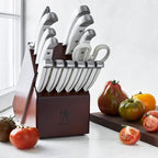 Henckels Statement 15-Pc Knife Set, Razor-Sharp, German Engineered, White | Informed by 100+ Years of Mastery. Dishwasher safe, Comfortable Grip Ideal for Everyday Cooking. High Quality Stainless Steel