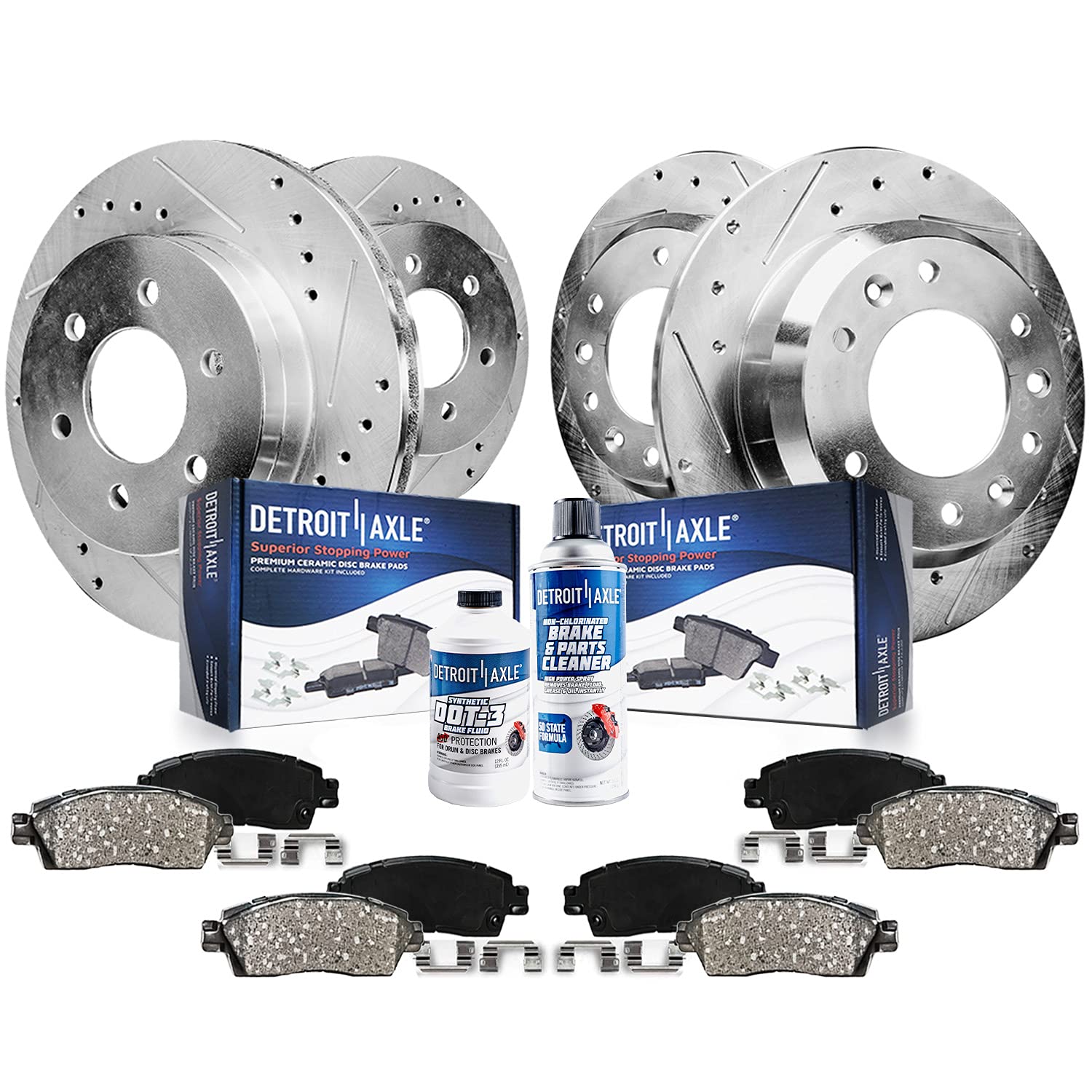 Detroit Axle - Brake Kit for 2008-2010 Infiniti QX56 Nissan Titan 2007-2011 Armada, Drilled Slotted Brake Rotors Replacement 200