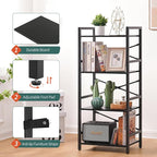 Yoobure 4 Tier Bookshelf - Small Book Shelf Industrial Bookcase, Narrow Book Case Book Storage Organizer for CD/Movie/Book, Bookshelves for Bedroom Office Living Room Black
