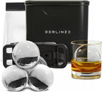 Berlinzo Ice Ball Maker Mold - 2 Clear 2.4in Whiskey Spheres, Non-Electric