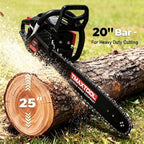 62cc Gas Chainsaw, 20 Inch 16Inch Chain Saw, Gas Powered Chainsaws, 2-Stroke 3.5-HP Gasoline Power Chain Saws with Automatic Oiler for for Wood Cutting and Tree Trimming, Easy-Start, Black