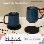 Miicol Ceramic Coffee Mug, 16 oz Large Coffee Cup, Tea Mug with Handle, Flat Bottom Mug for Men, Women, Office, Microwave and Dishwasher Safe, Multi-Color, Navy