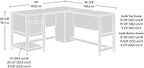 Sauder Edge Water L-Desk, L: 59.06" x W: 58.74" x H: 29.57", Chalked Chestnut finish