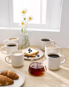 famiware Coffee Mugs Set of 8, Milkyway 13 oz Mug Set, Ceramic Cup Set with Handle for Coffee, Tea, Cocoa, Milk, Matte White