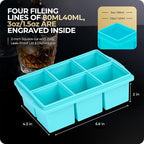 Large Ice Cube Trays for Whiskey, Silicone Ice Cube Tray, with Reinforced Steel Ring Top, Makes 12 perfect 2-in ice cubes, Square Ice Tray for Cocktails, Whiskey, Coffee. (2 Pack)
