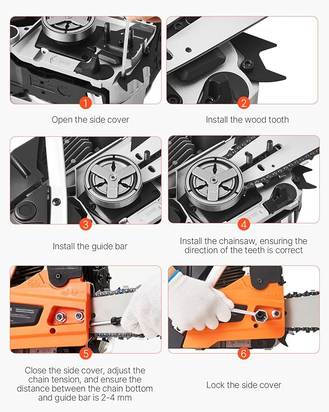 VEVOR Gas Chainsaw 58CC 2-Cycle Gasoline Powered Chainsaw 20 Inch Handheld Cordless Petrol Chain Saws For Forest, Wood, Garden and Farm Cutting Use