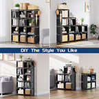 Mavivegue Book Shelf, 12 Cube Storage Organizer, DIY Bookcase, Metal Bookshelf,Tall Book case for Bedroom, Living Room,Office,Closet , Black Cubicle Rack