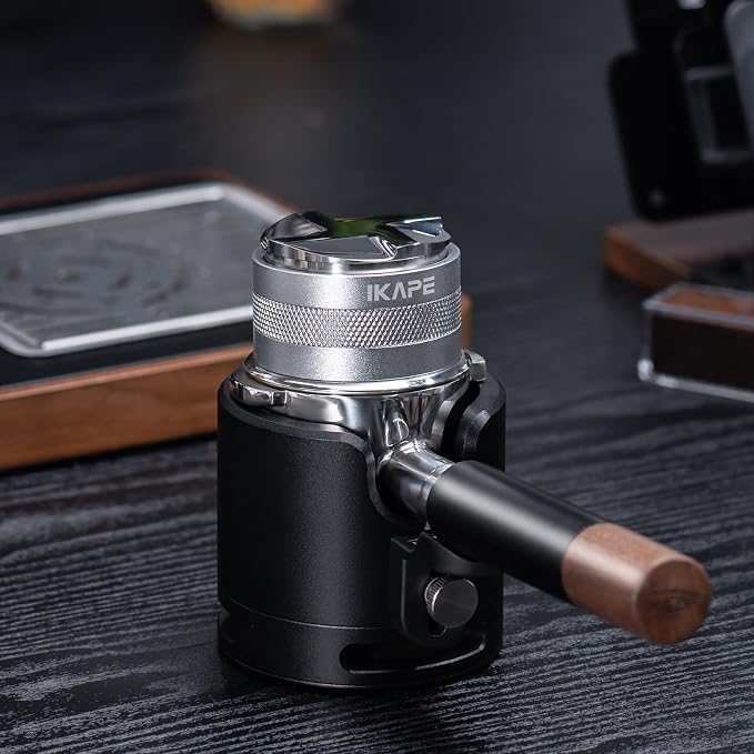 IKAPE Coffee Products, 51mm Coffee Distributor & Hand Tamper, Adjustable Depth Espresso Distributor Fits All 53mm Espresso Portafilter, Compatible with 51MM Breville Bottomless Portafilter (Silver)