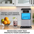 Kenmore Countertop Ice Maker Nugget Machine – Portable Self-Cleaning Máquina de Hacer Hielo para Casa, Crunchy Chewable Pebble Ice, 40lb/24hr Capacity, Stainless Steel