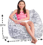 Posh Creations Structured Comfy Bean Bag Chair for Gaming, Reading, and Watching TV, Coronado Chair, Canvas Coloring Fabric - Creatures