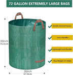 Reusable Yard Waste Bags, 72 Gallon Lawn and Leaf Bags 2 Pack with Reinforced Handles and Gardening Gloves, Heavy Duty Standable Garden Waste Bags for Leaves, Grass, Camping, Recycling