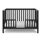 Storkcraft Hillcrest 4-in-1 Convertible Crib (Black) - Converts to Daybed, Toddler Bed, and Full-Size Bed, Fits Standard Full-Size Crib Mattress, Adjustable Mattress Support Base