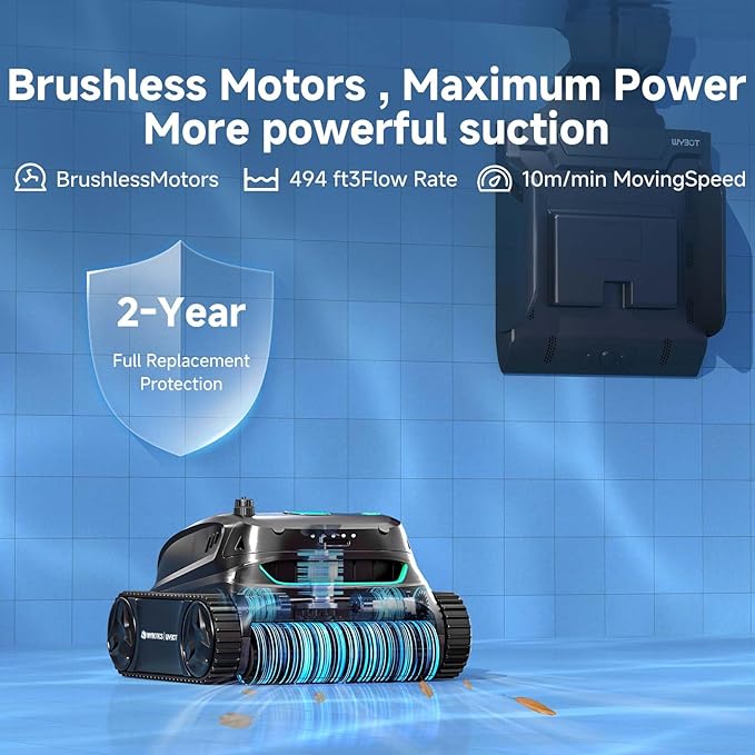(2025 Upgrade) WYBOT S2 Solar Robotic Pool Cleaner, Dual Charging Modes, Auto-Return Charging, Enhanced Scheduled & Area Cleaning, 3D Adsorption System, App Support, In-Ground Pools up to 3,229 Sq.Ft