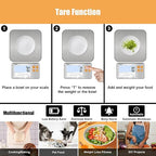 33lb Food Scale with Split Display, Diyife Digital Kitchen Scales, 1g/0.1oz Precise Graduation, 304 Stainless Steel Platform, Backlit LCD, for Cooking, Meal Prep