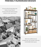 Gizoon 71” Industrial Bookshelves for Storage, Tall Display Etagere 8-Shelves for Bedroom, Metal Frame Staggered Bookcases for Bedroom, Living Room, Home Office, Retro