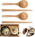 Korean Mukbang Spoon Chopsticks 2 Set Wood Ramen Udon 먹방 스푼 대왕 수저 | Extra Large Spoon and Chopsticks Set, Natural Wood Utensil 2 Set Korean Japanese Tableware 먹방 점보 수저 젓가락 국자