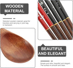 Japanese Spoon and Chopsticks Set 3 Pairs Reusable Travel Utensils Wooden Dining Tableware for Picnic School Office Home 9.84 in