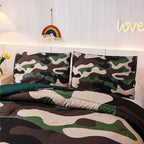 Meeting Story Army Green Camouflage Bedding Set, Camouflage Comforter Set, 3 PCS One Comforter and Two Pillowcases, All Season Soft Bedspread for Kids Teens Adults (Green, Queen)