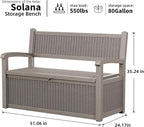 Outdoor Storage Bench - Waterproof Resin Patio Bench with Storage, All-Weather Durable Design for Garden, Deck, or Patio