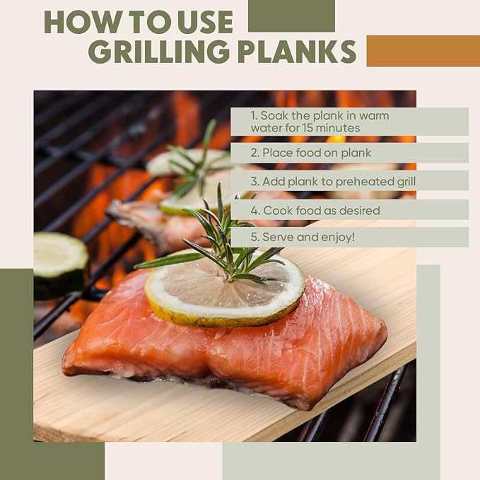 Landical 3/6/10/13/20 Pcs XL XXL Large Cedar Plank for Grilling Salmon Thicker Design Full Filet of Meat Fish Veggies Adding Extra Smoke and Flavor Soaking Fast Easy to Use(3 Pcs,15 x 7 Inches)