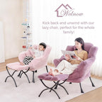 Welnow Toddler Kids Lazy Chair with Ottoman, Glow in The Dark Accent Comfy Lounge Children Armchair Couch with Removable Cover, Detachable Reading Chair with Footrest for Boy or Girl