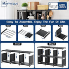 Mavivegue Book Shelf, 12 Cube Storage Organizer, DIY Bookcase, Metal Bookshelf,Tall Book case for Bedroom, Living Room,Office,Closet , Black Cubicle Rack