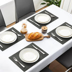 MOSAYT Vinyl Placemats Set of 6-12 X 17 Inch - Faux Leather 100% Waterproof Oil-Proof Wipeable PU Place Mats, Heat Resistant Reversible Table Mats for Kitchen, Dining, Outdoor, Dark Grey