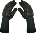 Mitts Oven Gloves with Fingers BBQ Heat Resistant Gloves Oven Gloves 1472℉ 14Inch Cut Resistant Cooking Grill Gloves Silicone Non-Slip Cooking Gloves for Grilling/Baking for Gift (Large, Black)