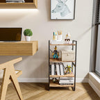 4 Tiers Bookshelf Adjustable Shelf Organizer, Rustic Brown Small Bookcase for Small Space,Industrial Wooden Storage Bookcase Display Rack and Storage Organizer for Living Room Home Office