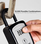 Iron Lock® Small Portable Key Lock Box with Code, U-Shackle (Small, Grey) | U-shackle opens fully out to loop over a handle, gate, latch or rail; rolling combination dials, no app, no battery