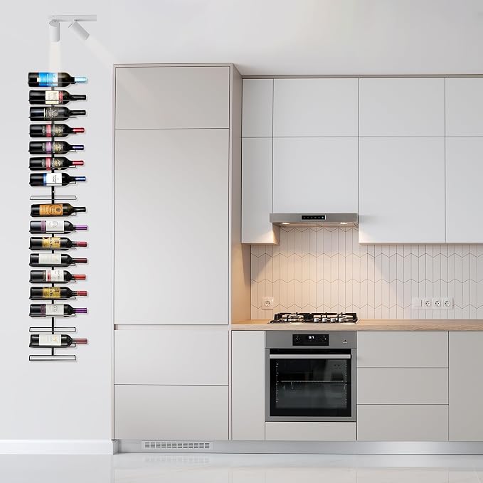 Sorbus Wall Mount Wine Rack – Holds 12 Bottles – Black Metal Wine Bottle Holder for Wall, Modern Wine Rack for Home Bar, Kitchen
