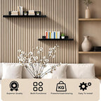 Floating Shelves for Wood Wall Panels,Metal Shelf for Storage Display,2pk | 8x4 Inch and 12x4.8 Inch,Black,Shelf Accessories,Wall Shelves Holder