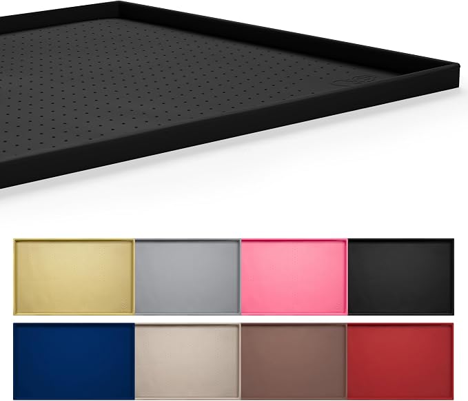 Hubulk Dog Feeding Mat,100% Waterproof Food Grade Silicone Pet Food and Water Bowl Placemat,Dishwasher, High Raised Edge to Prevent Spills,Nonslip Tray to Stop Messes on Floor (24"x16"x0.5", Black)