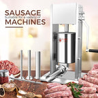 5-Size Stainless Steel Sausage Stuffer Tubes | Food-Grade Sausage Stuffing Funnels (8mm-15mm-21mm-31mm-38mm), 52mm Base Diameter Replacement Horns for Home Sausage Making