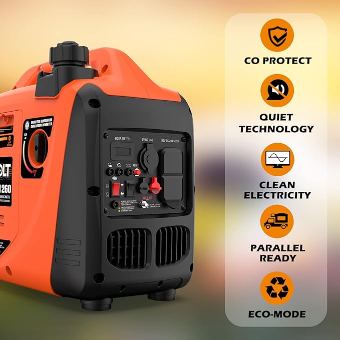 AIVOLT 1600W Super Quiet Inverter Generator, Ultra Lightweight Gas Powered Portable Generator for Camping & Home Use, EPA Compliant