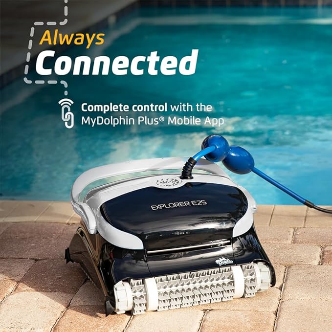 Dolphin (2025 Model) Explorer E25 Wi-Fi Robotic Pool Vacuum Cleaner Pools up to 50 FT - Waterline Scrubber Brush