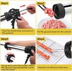 lyrlody Jerky Gun Kits, Sausage Stuffer, Beef Jerky Gun, Sausage Maker Machine, 1LB Stainless Steel Jerky Gun for Ground Meat with 5 Nozzles