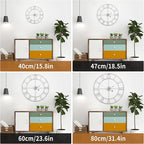 Large Wall Clock - 40cm/ 16 Inches Silent Non-Ticking Metal Wall Clock, Vintage Modern Silver, Battery Operated, Ideal for Living Room, Bedroom, Office, Farmhouse Decor