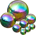 Nerien Gazing Ball, Stainless Steel Garden Mirror Globe, Polished Ornament Sphere, Hollow Floating Reflective Hemisphere, for Home Outdoor Pond Housewarming Swimming Pool Decoration, Rainbow, 8Pcs