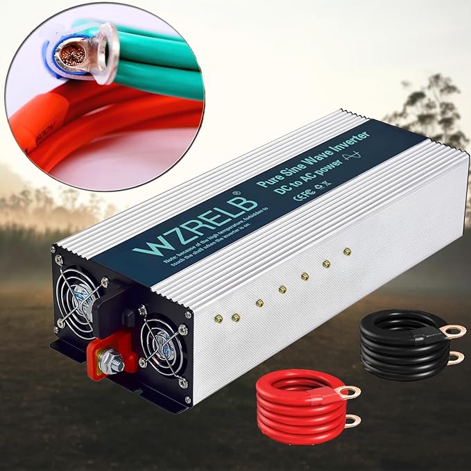 WZRELB 5000W Pure Sine Wave Inverter 48V DC to 110V 120V AC Power Converter with LED Display, Hardwire Terminal,Off-Grid Portable Power Inverter with 4 AC Outlets for Home, RV, Truck, Camping