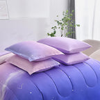 Dinjoy Girls Comforter Set King Size Rainbow Ombre Purple Lavender Pink Bedding Set Gradient 6 Pieces Bed in A Bag for Kids Teen Girl Women(1 Comforter, 1 Flat Sheet, 1 Fitted Sheet)