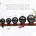 JIC Gem Large Healing Crystal Ball with Decoation Stand African Bloodstone Gemstone Sphere Ball for Meditation Energy Reiki Ball (90-100mm)