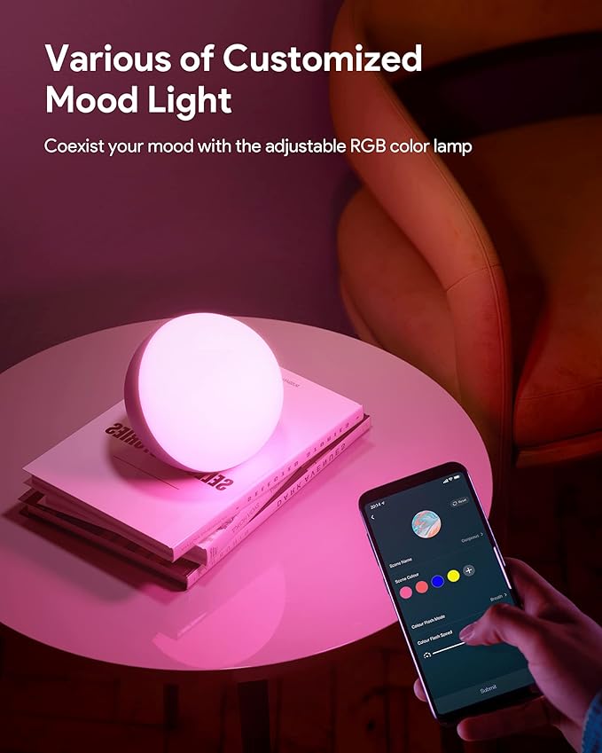 Hifree Smart Table Lamp, Dimmable Desk Lamp with App/Voice Control, LED RGB Color Changing Touch Lamp, Night Light for Bedroom Compatible with Alexa