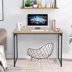 PayLessHere | 39 Inch Computer Desk | Nature | Office Desk with Metal Frame, Adjustable Feet | Water-Resistant, Scratchproof Surface | Sturdy Writing Table for Home Office or Study | Pack of 1
