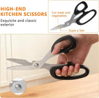 2-Piece Kitchen Scissors Heavy Duty, Stainless Steel Kitchen Shears | Sharp Utility Scissors for Cutting Chicken, Meat, Fish, Vegetables and Poultry, Home kitchen Utensils Gadgets